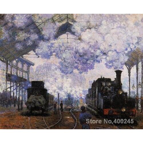 Painting by Claude Monet Arrival At Saint Lazare Station Redroom decor oil on Canvas Handmade High quality