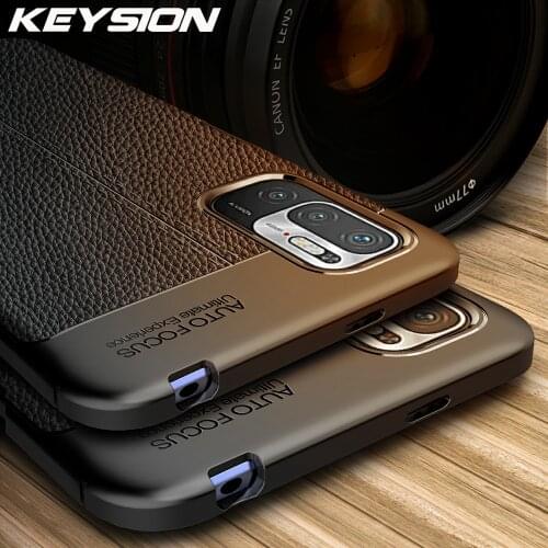 KEYSION Shockproof Case For Xiaomi POCO M3 Pro 5G X3 GT F3 Leather Texture Silicone Phone Cover for Redmi Note 10 5G Pro Max 10S