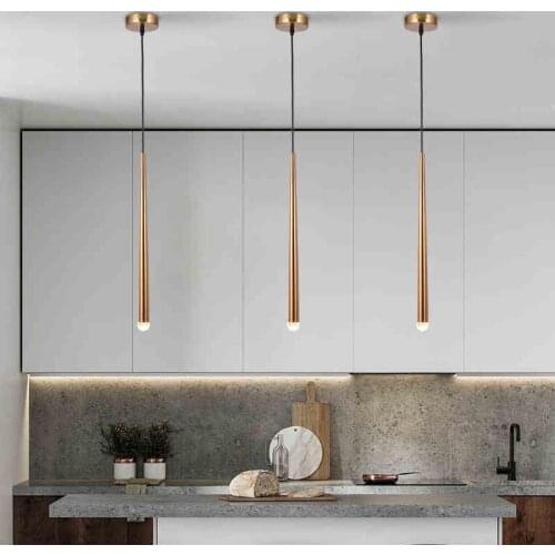 Postmodern Creative Minimalist Copper Pendant Lamp For Living Room Background Wall Aisle Luxury Art Strip Pendant Lights