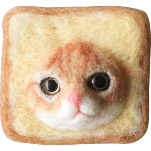 Croissants, cats wool needlepoint kit wool felt needle felting decoration craft needlecraft DIY ha