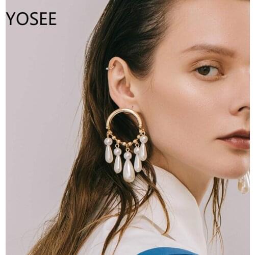 Imitation Pearl Pendant Earrings