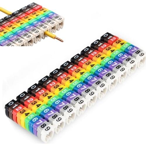 100/150pcs/lot Cable Markers Colourful C-Type Marker Number Tag Label For 2-3mm Wire