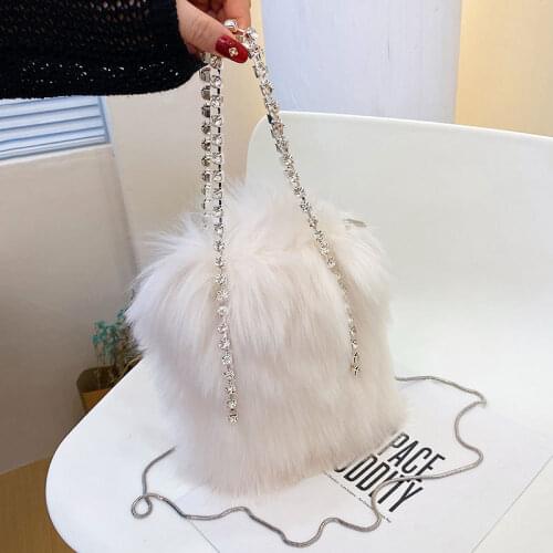 Fashion Faux Fur Winter Bags Bucket Bag Handbag Women Shoulder Crossbody Bag Ladies Plush Hand Bags Designers Bolsa Feminina Sac