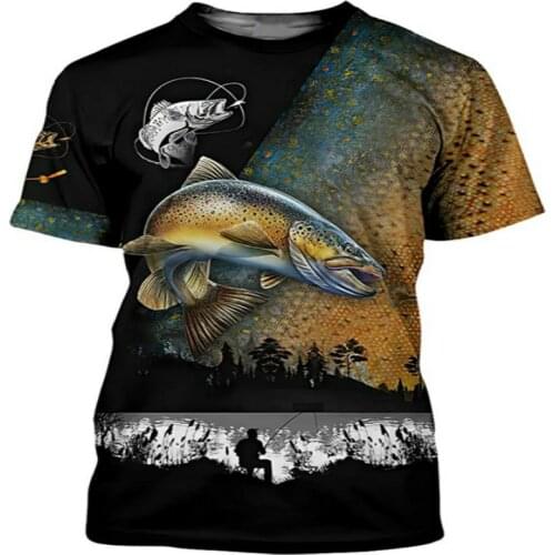 2021 Fishing Men and Women 3D Printing T-shirt Fashion O-neck Short-sleeved T-shirt Funny Tee Summer New Style