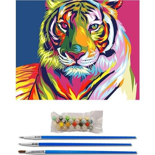Tiger Acrylic Paint By Number Kit DIY Oil Painting Drawing Canvas Home Decor