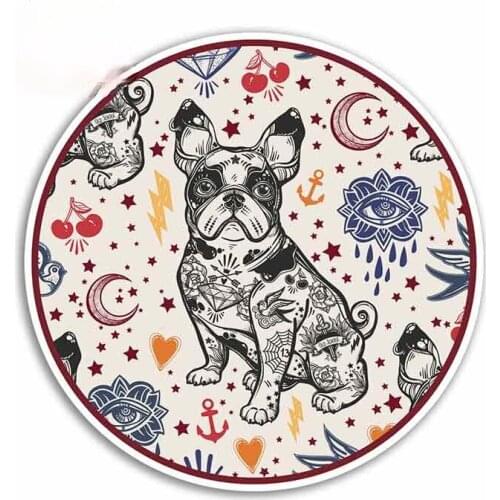 French Bulldog Tattoo Car Stickers and Tuning Laptop Trunk KK Vinyl Decals Fashion Occlusion Scratch VAN Decoration Waterproof