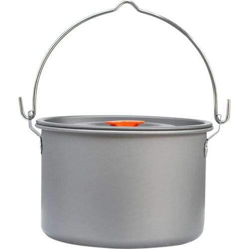 5-6 People Portable Camping Hanging Water Pot Outdoor Picnic Alloy Cooking Equipment Travelling Hiking Cookware Kit 4L