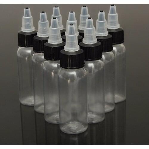 10pcs 60ml 2oz Twist Cap Empty Plastic Tattoo Ink Pigment Clear Bottle Supplies Tattoo Pigment Ink Bottle