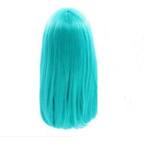 Medium Long Straight Bangs Green Cosplay Wig Party Hair Wigs