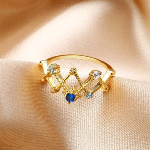 Light luxury star double-deck constellation fairyside zircon engagement ring gift rings for women jewelry anillos mujer bague