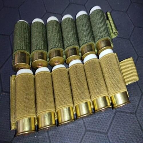 Tactical Outdoor Portable 6 Round Shotgun Buttstock Shell Bullet Holder Adhesive Strip Nylon Magazine Pouch Ammo Airsoft Hunting