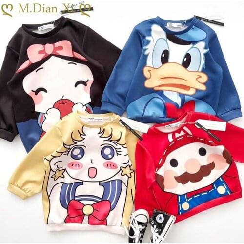 2020 Baby Girl Sweatshirt Winter Spring Autumn Blouse Childrens Hoodie Blue Duck Long-sleeved Sweater Childrens T-shirt Jacket