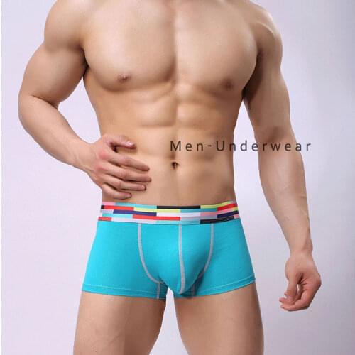 Mens underpants Boxers shorts with colorful waist belt sexy U style Cotton Fabric male Men underwear cueca
