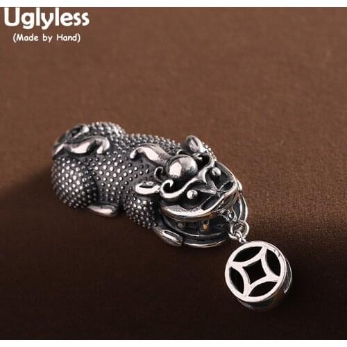 Uglyless 2 Sizes Handmade Brave Troops Animals Pendants for Men Cool China Chic Dress Jewelry 925 Thai Silver Necklaces NO Chain
