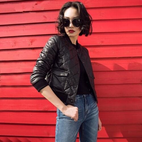 Sheepskin Real 100% Coat Female korean Baseball Down Jackets 2020 Autumn Winter Jacket Women Genuine Leather Jacket MY
