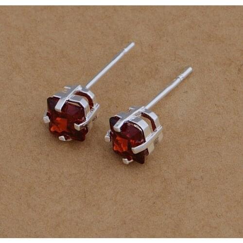 AE624 Wholesale Free Shipping Earrings For Woman 925 Sterling Silver Fashion Jewelry Red Stone Earrings/bgcajxja Aynajpua
