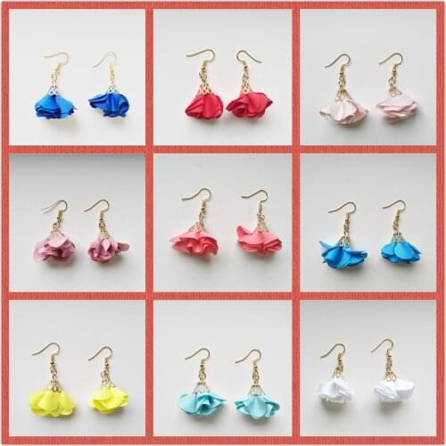 2020 new Aiffry Korean Elegant Fabric Flower cute Stud Earrings Sweety Petal gold Earrings Charm Brinco For Women girl