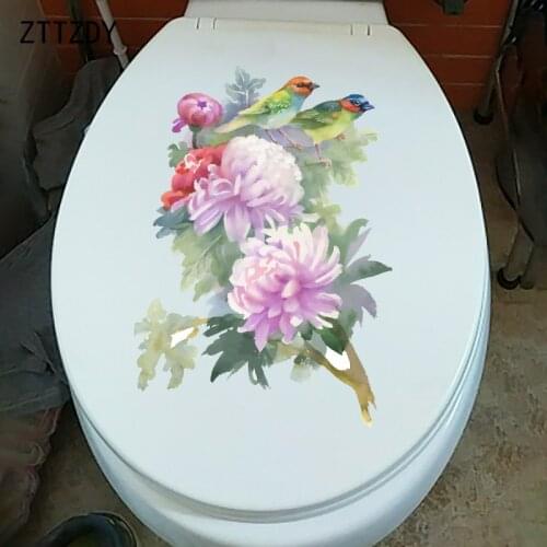 ZTTZDY 17.3CM×24.3CM Chrysanthemum Branch WC Accessories Home Bedroom Wall Stickers T2-0827