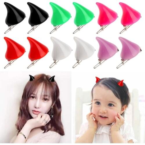 1 Pair Demon OX Horn Hairpins Gothic Halloween Party Cosplay Costume Pin Hairpins Devil Horns Ears Clip Fashion Hair Barrettes