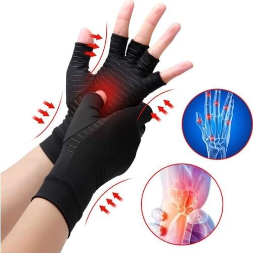 1 Pair Compression Arthritis Gloves For Women Men Joint Pain Relief Half Finger Brace Therapy Wrist Support Anti-slip