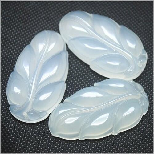 1PC Natural gem stone pendants semi precious stone grey agatee stone size 47x26mm tree leaf shape special gem stone