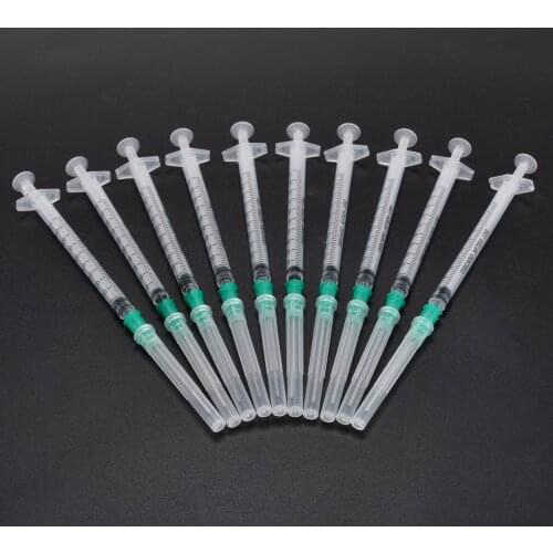 10pcs Blunt Needle Syringes 1ml Syringe &18Ga 1.5 Inch Blunt Tip Needle & Protective Cover Cap Kit For Mixing many Liquids
