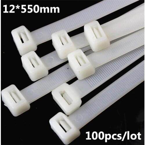 100pcs 12*550mm Latching Self-Locking Zip Nylon Plastic Wire Wrap Strap Cable Tie Lock Tie Wrap High Quality cable ties