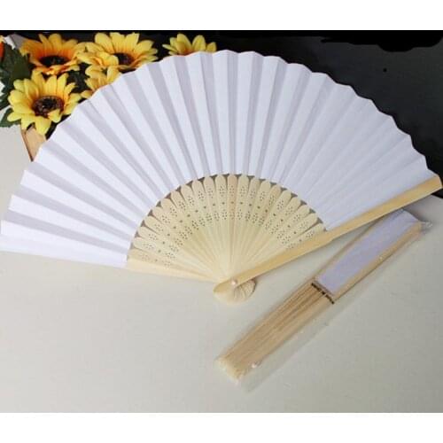 100 pcs/lot 21 cm Wedding White color Paper Hand Fan Wedding Party Decoration Promotion Favor lin2924