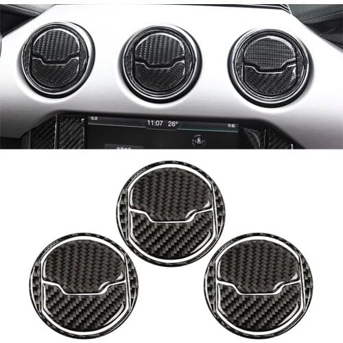 3 Sets Carbon Fiber ABS Car Interior Moulding Air Vent Outlet Frame Trim For Ford Mustang 2015 2016 2017 2018 2019