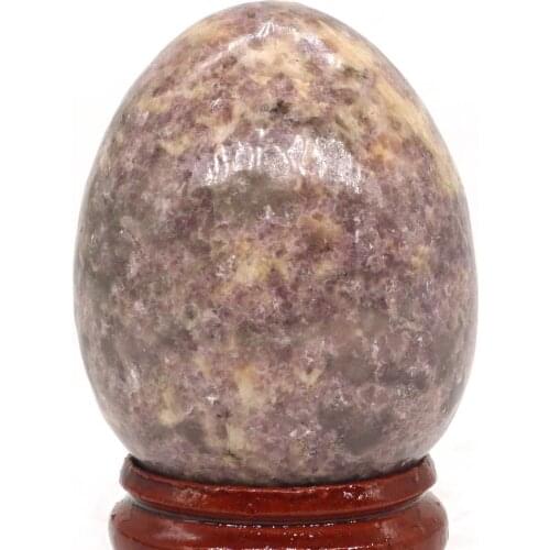 34x44MM Natural Gemstone Lilac Lepidolite Sphere Egg Healing Reiki Crafts Stone Massage Finger Exercise