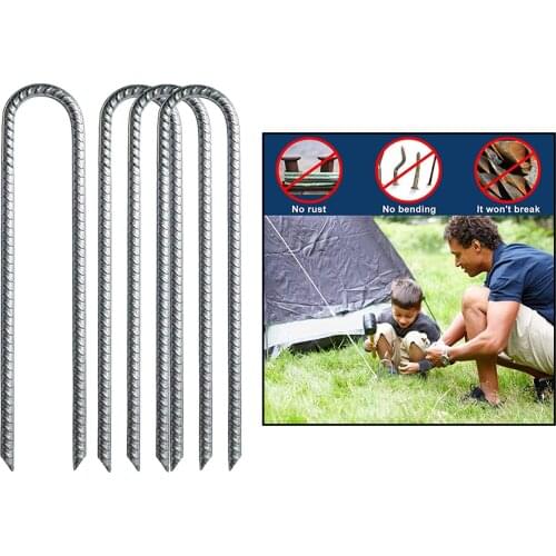 4 Pcs 12inch U-Shaped Trampoline Stakes Galvanized Steel Wind Anchors Bouncy Castles Accessories