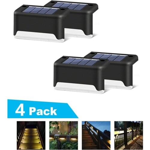 4PCS/Set Outdoor Waterproof Solar Deck Lights Solar Step Lights LED Solar Fence Lamp for Patio Stairs Garden Pathway Step Yard