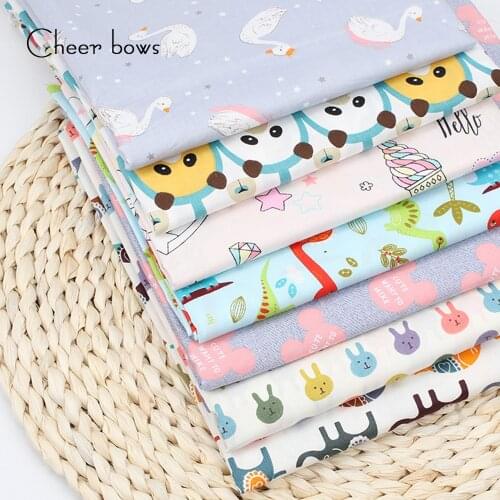 45 * 150cm Printed Cartoon Cloth Cotton Fabric for Sewing Dress Making DIY Girls Hair- Rope Handmade Home Decor Material