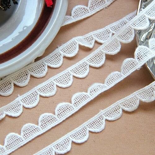 5 Yds White Embroidery Lace Polyester Novelty Scalloped Trims Water-Soluble Lace Diy Sewing Garment Accessories 1cm