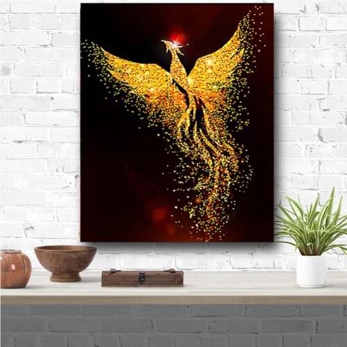 5D Diamond Painting Full Drill Round square Golden bird phoenix animal Diamond Embroidery Handcraft Kit Diamond decor art TT5359