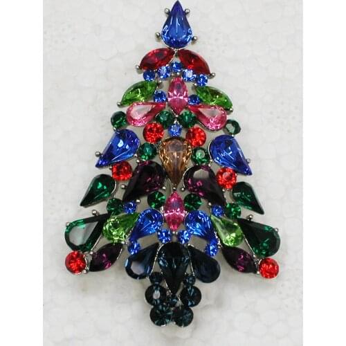 Fashion brooch Colorful Marquise Rhinestone Christmas tree Pin brooches Christmas gift C552 EL