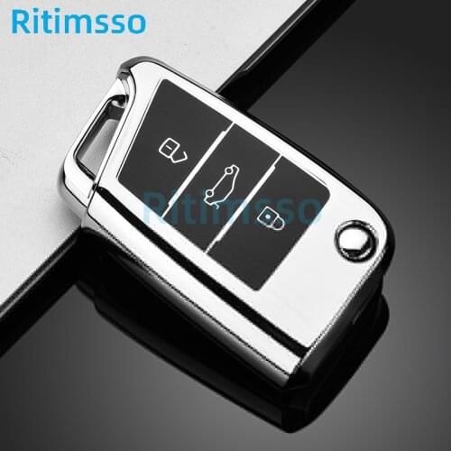 Tpu Key Cover Case for Volkswagen VW Golf7 Mk7 Seat Ibiza Leon FR 2 Altea Aztec for Skoda Octavia KeyChains Car Accessories