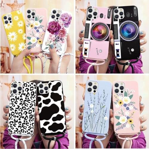 Necklace Lanyard Rope Case For iPhone 12 Pro Mini XS Max XR X 7 8 6 6S Plus SE 2 10 Cover For iPhone 11 Pro Max Soft TPU Cases