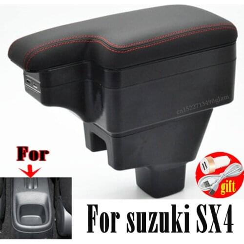 For suzuki SX4 Armrest car armrest box car accessories central storage box modification with USB LED light Retrofit parts
