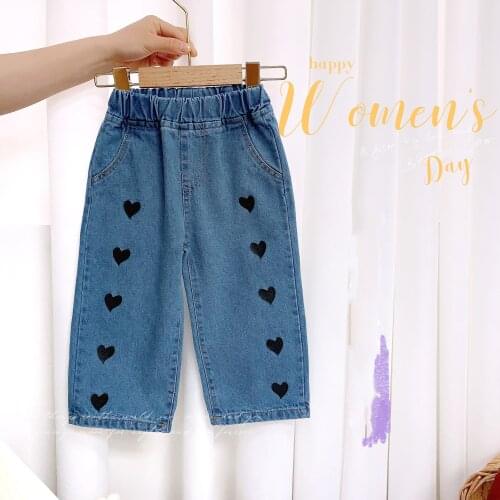 Kids Jeans Baby Girls Jeans Children Toddler Boys Pants Casual Girls Trousers Girls Clothes Girl Wide Leg Jeans for Girl 2-8Y