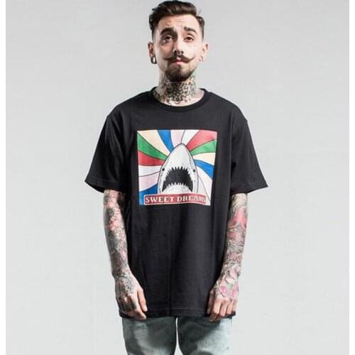 Hip Hop Fashion Rainbow Shark SWEET DREAMS Print Funny T Shirt Men Women Casual Shirts Man O-neck Cotton Tee Shark T-shirts