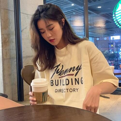 Womens T-shirts Tops Japanese Kawaii Ladies Ulzzang Casual Loose Letter Print T-shirt Female Korean Harajuku Clothes For Women