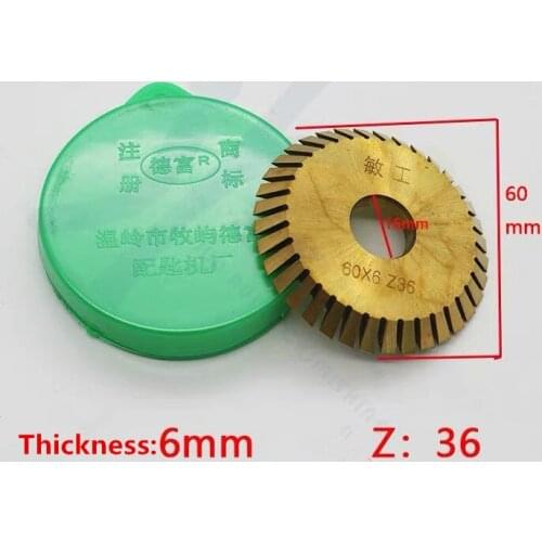 HSS TiN coating milling cutter 60x16x6 36teeth for DEFU Horizontal key cutting machines