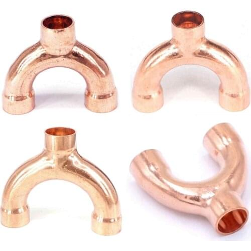 Inner Diameter Pure Copper End Feed Equal Y 3 Ways Welding Pipe Adapter Fitting Air Conditioner Refrigeration Gas Water Oil