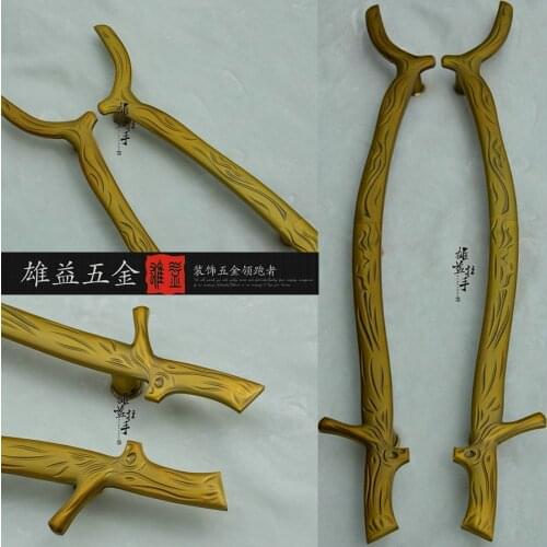 Chinese antique crafts carving branch bronze glass door handle door handle modern hotel clubs Handle