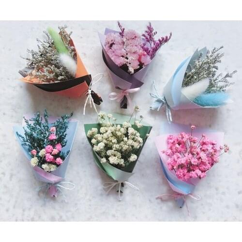 Mini Mixed Bouquet Rabbit Tail Grass Gypsophila Real Dried Flower Dry Plants for Wedding Party Gift Crafts Diy Accessories
