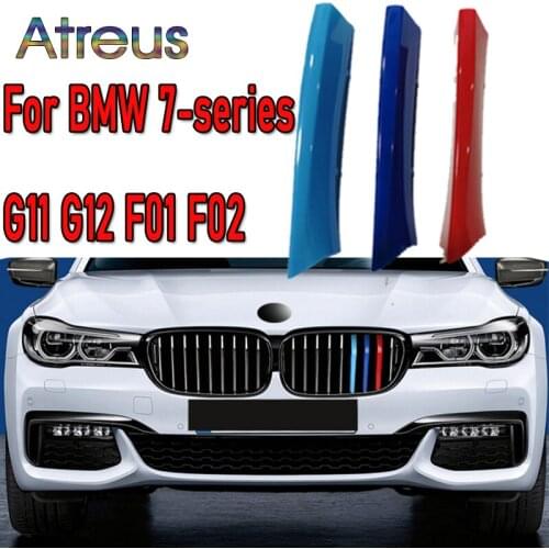 3pcs ABS Car Grille Sticker Strip Cover Trim Clip For 7-Series BMW G11 G12 F02 F01 M style Accessories 2020 2019 2018 2013-2017