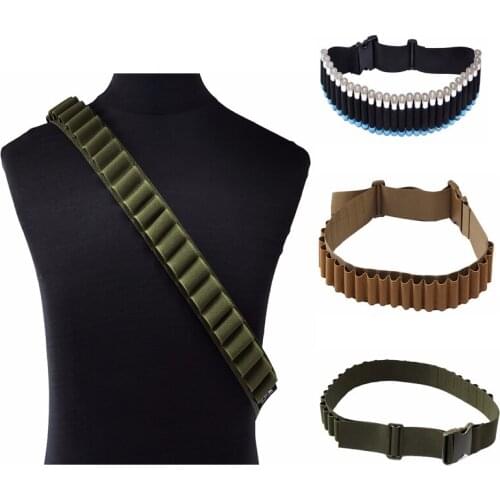 Hunting Military Tactical 27 Shotgun Shell 12 GA Gauge Bandolier Belt Ammo Holder Army Shotgun Cartridge Belt Airsoft Accessory