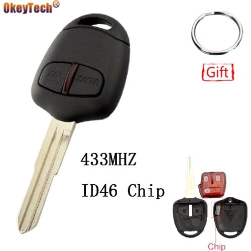 OkeyTech 2 Button 433MHZ Complete Remote Control Car Key For Mitsubishi Outlander ASX 2006-2015 ID46 PCF7936 Chip Left Blade