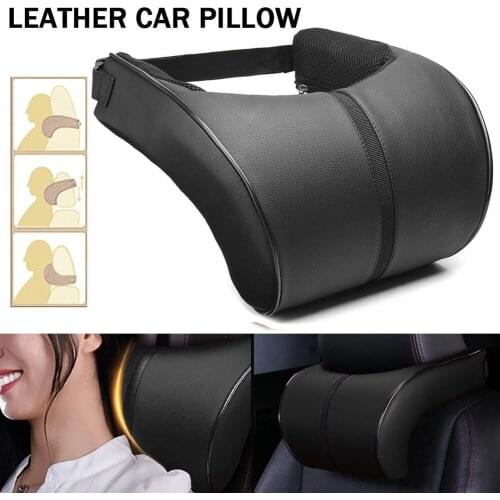 1PCS PU Leather Auto Car Neck Pillow Memory Foam Pillows Neck Rest Seat Headrest Cushion PadTravel for Office Chair Hot Sale